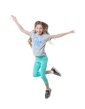 girl in green leggings, dancing, isolated