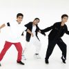 Group of Asian teen teenager dancing hiphop class. Kids enjoy dance with happy smile funny isolated