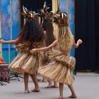 Young girls Polynesian dancing in San Diego